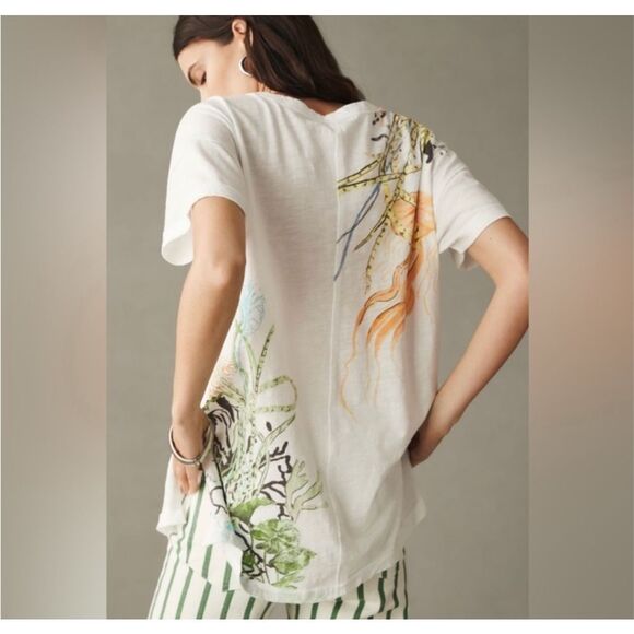 Anthropologie Pilcro The Jordyn Perfect Oversized Cotton Slub Tee Women’s XS NWO - Picture 4 of 6